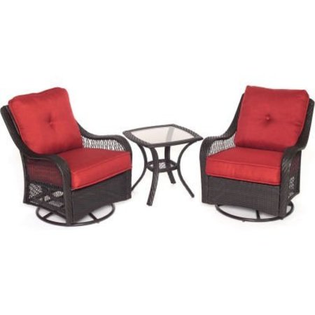 ALMO FULFILLMENT SERVICES LLC Hanover® Orleans 3 Piece Swivel Rocking Chat Set, Autumn Berry/French Roast ORLEANS3PCSW-B-BRY